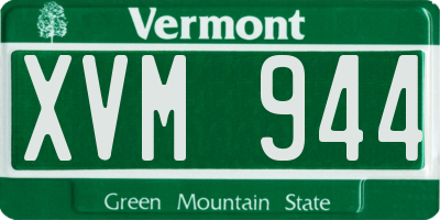 VT license plate XVM944