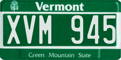 VT license plate XVM945