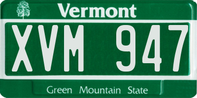 VT license plate XVM947