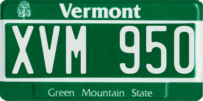 VT license plate XVM950