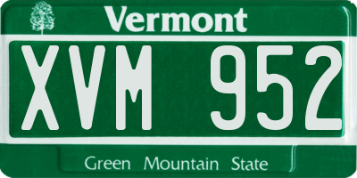VT license plate XVM952