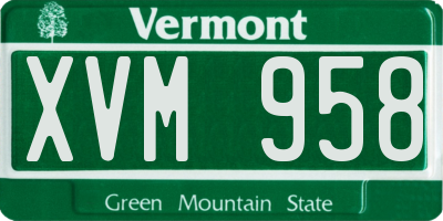 VT license plate XVM958