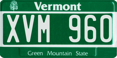 VT license plate XVM960