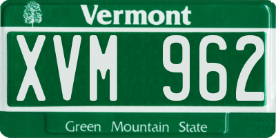 VT license plate XVM962