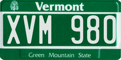 VT license plate XVM980