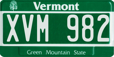 VT license plate XVM982