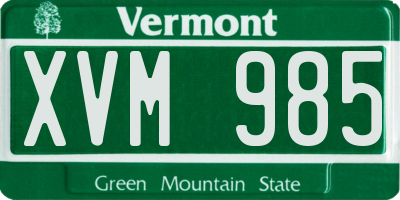 VT license plate XVM985