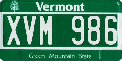 VT license plate XVM986