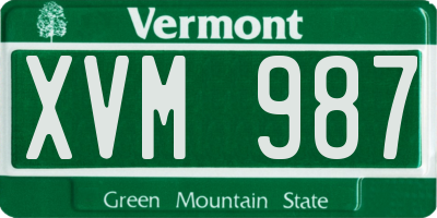 VT license plate XVM987