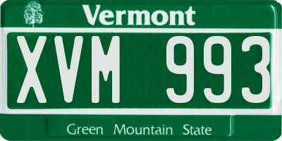 VT license plate XVM993