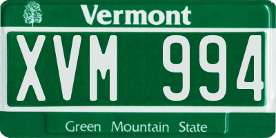 VT license plate XVM994