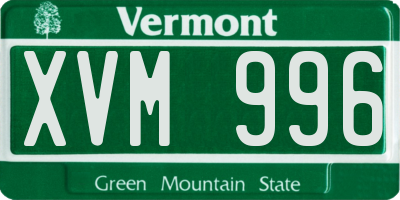 VT license plate XVM996