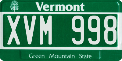 VT license plate XVM998