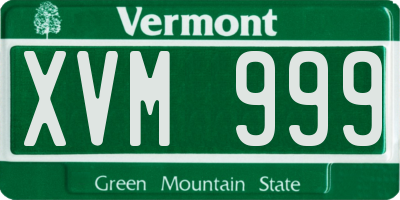 VT license plate XVM999