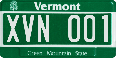 VT license plate XVN001