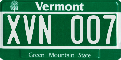 VT license plate XVN007