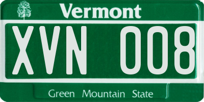 VT license plate XVN008