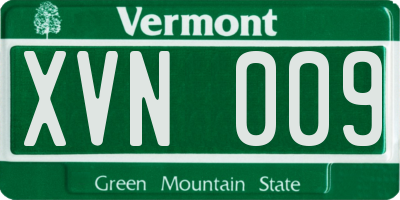 VT license plate XVN009