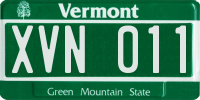 VT license plate XVN011