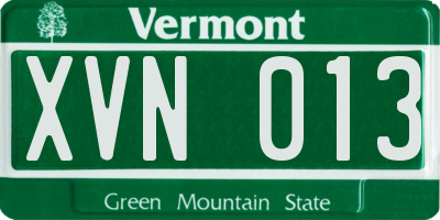 VT license plate XVN013
