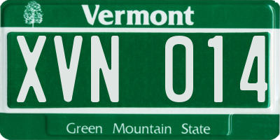 VT license plate XVN014