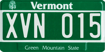 VT license plate XVN015