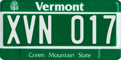 VT license plate XVN017