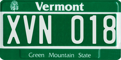 VT license plate XVN018