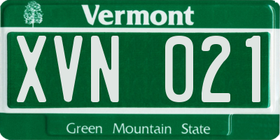 VT license plate XVN021