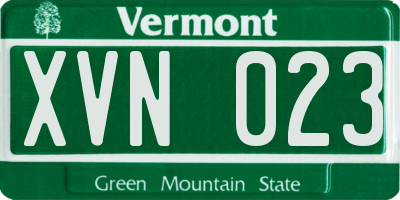 VT license plate XVN023