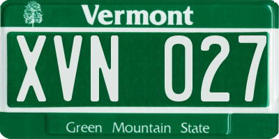 VT license plate XVN027