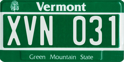 VT license plate XVN031