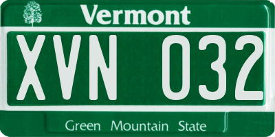 VT license plate XVN032