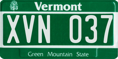 VT license plate XVN037
