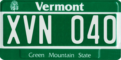 VT license plate XVN040