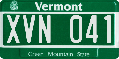 VT license plate XVN041