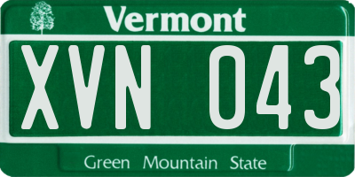 VT license plate XVN043