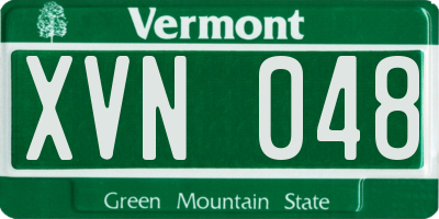 VT license plate XVN048