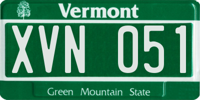 VT license plate XVN051