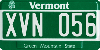 VT license plate XVN056