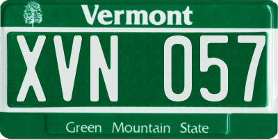 VT license plate XVN057