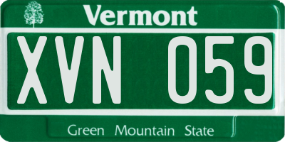VT license plate XVN059
