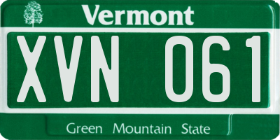 VT license plate XVN061