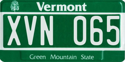 VT license plate XVN065