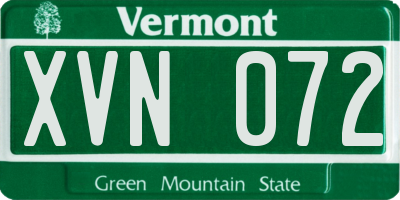 VT license plate XVN072