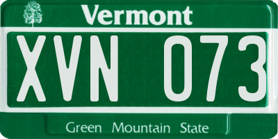 VT license plate XVN073