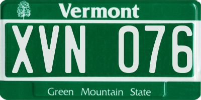 VT license plate XVN076