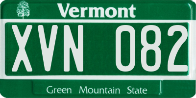 VT license plate XVN082