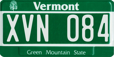 VT license plate XVN084