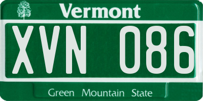 VT license plate XVN086